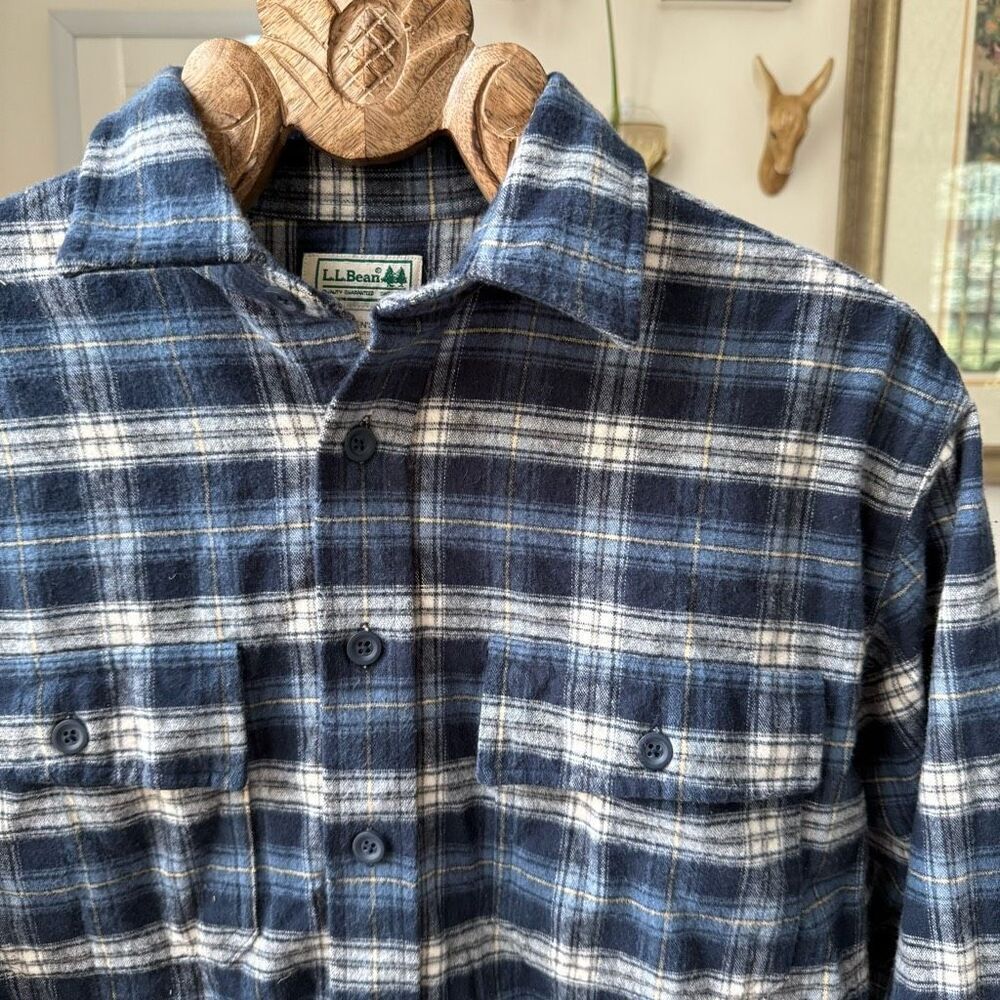 L.L. Bean Blackwatch Plaid Flannel Button Down Collar Shirt S